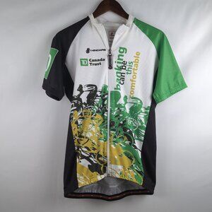 HINCAPIE Men's White Green Biking Athletic Shirt TD Canada Trust Breathable, L